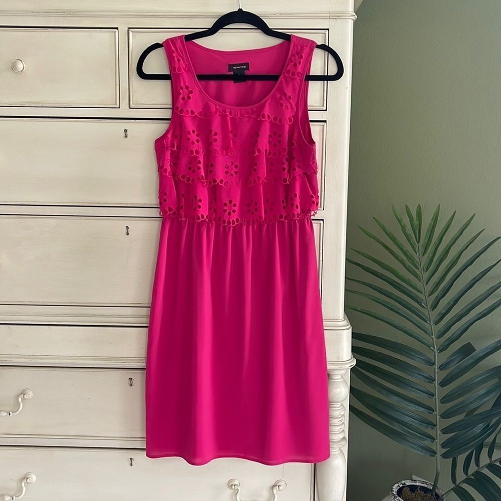 Spense Pink sleeveless dress with bodice ruffle size 6